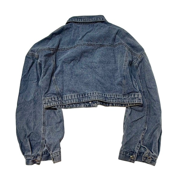 SHEIN Women's Blue Denim Cropped Jacket Long Sleeve Size XL 44 12 - Picture 2 of 4